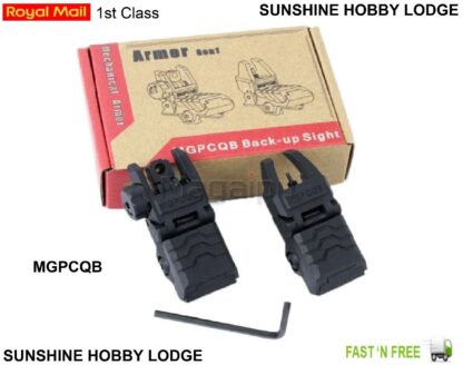 Mira táctica plegable delantera y trasera MGPCQB Miras de respaldo abatibles de perfil bajo Nuevo